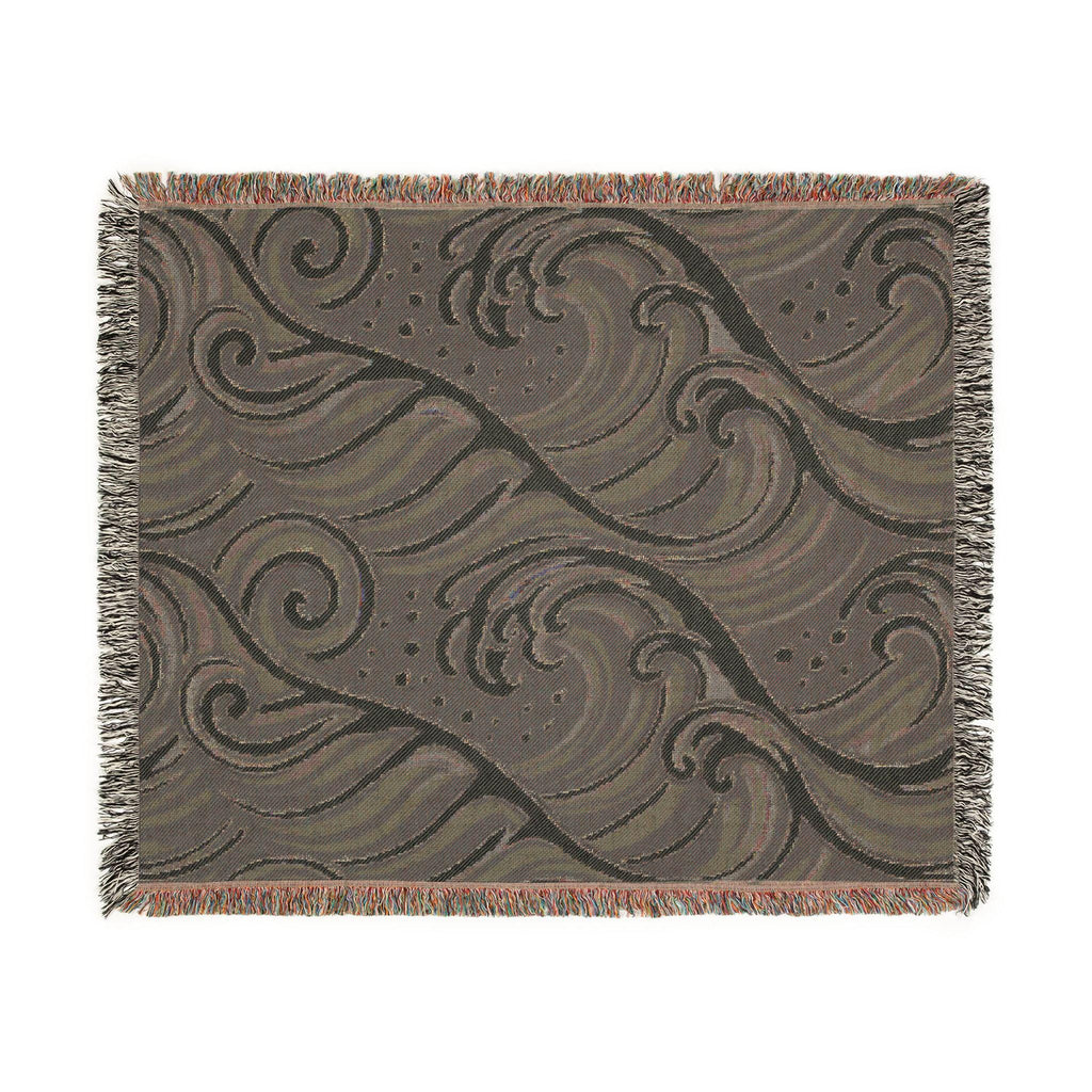 Ocean Wave Pattern Woven Blanket | Nautical Blue Throw