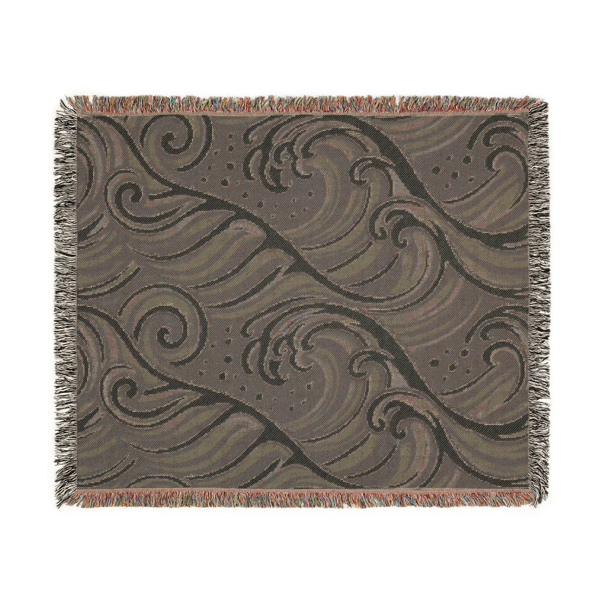 Ocean Wave Pattern Woven Blanket | Nautical Blue Throw