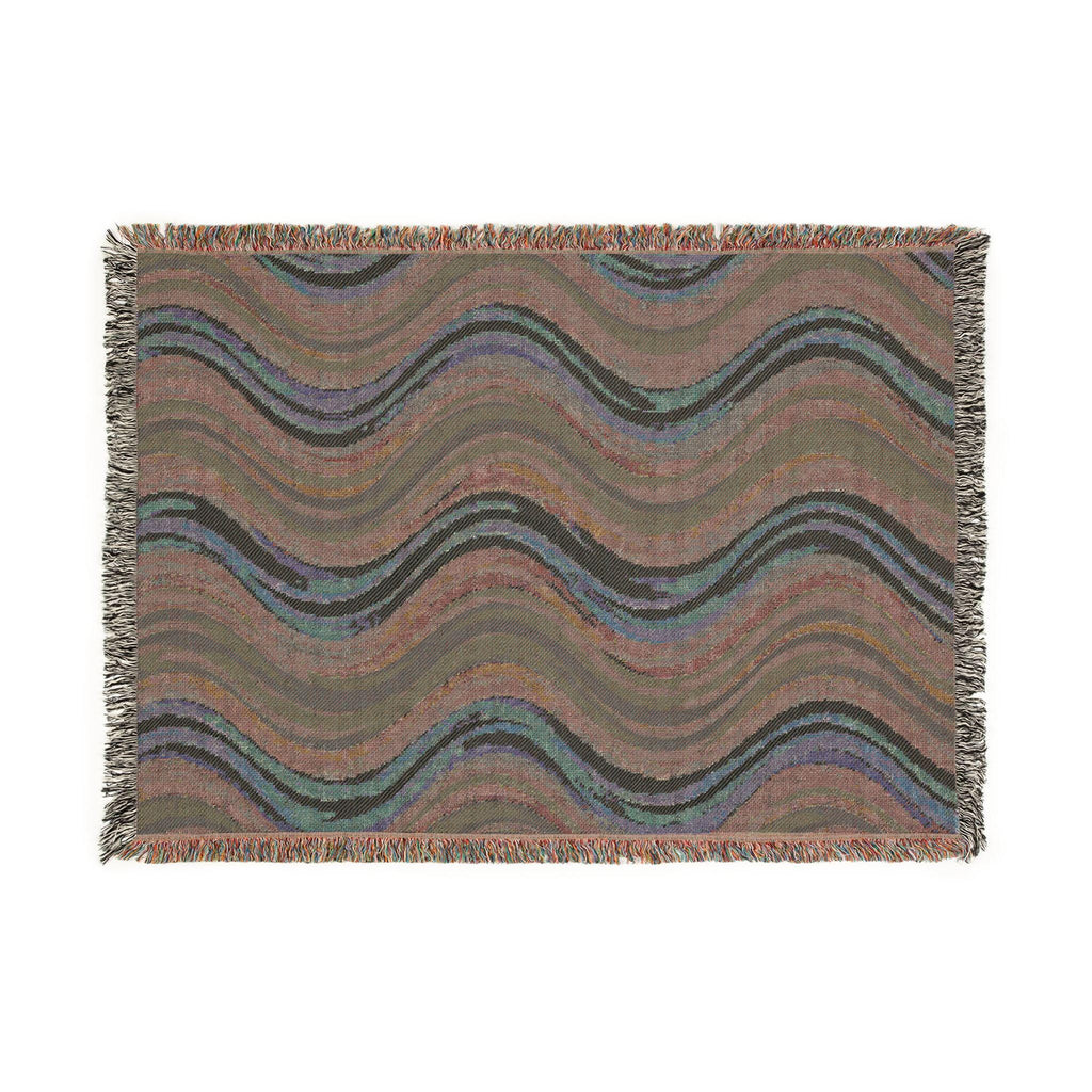 Ocean Wave Pattern Woven Blanket | Blue Teal Coastal Throw