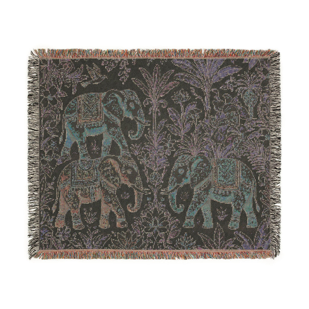 Boho Elephants Woven Blanket | Tapestry Animal Throw