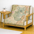 Koala Mother and Baby Woven Blanket | Botanical Nursery Throw, Woodland Animal Decor