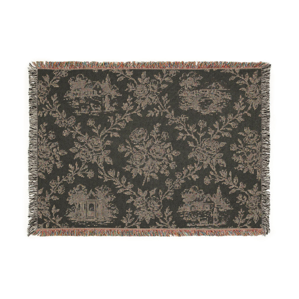Toile Pattern Woven Blanket | Classic Scenic Toile Throw