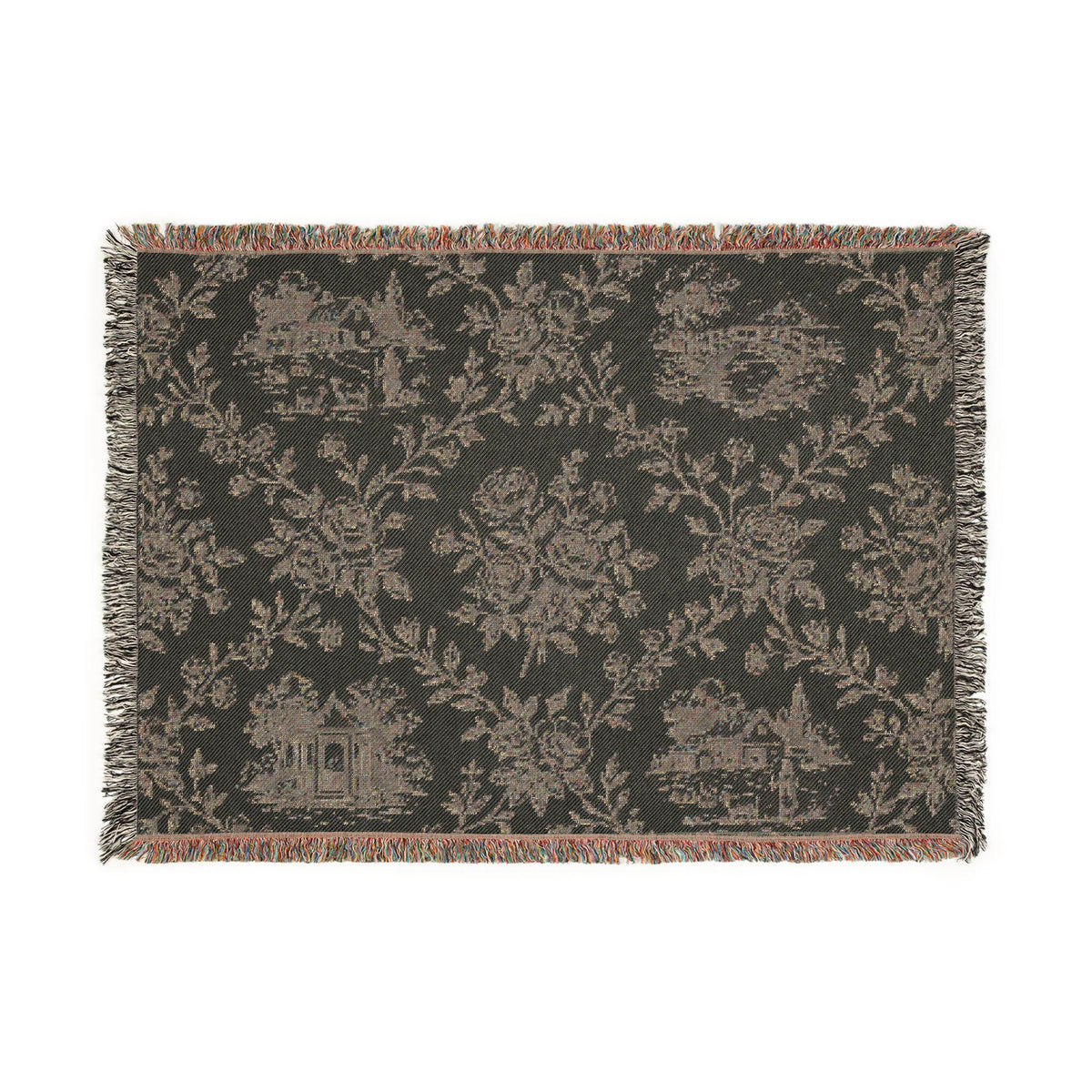 Toile Pattern Woven Blanket | Classic Scenic Toile Throw